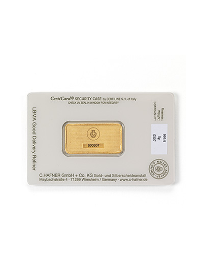 Zlatý slitek 5 g C.Hafner