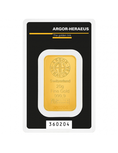 Zlatý slitek Argor-Heraeus 20 g