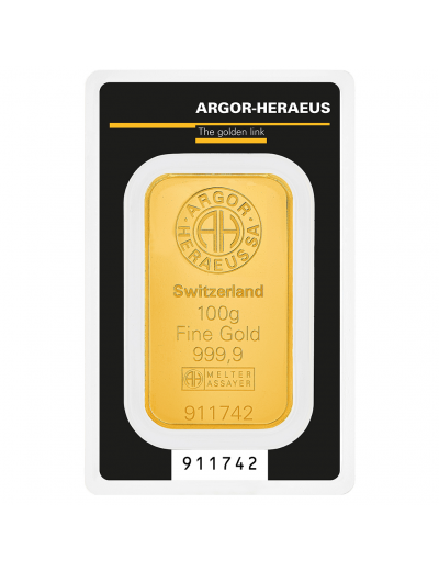 Zlatý slitek Argor-Heraeus 100 g