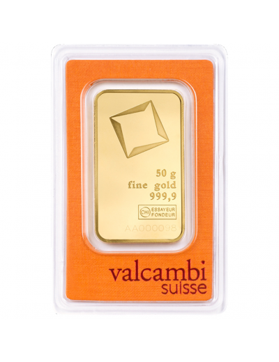 Zlatý slitek Valcambi 50 g