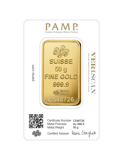 Zlatý slitek PAMP 50 g